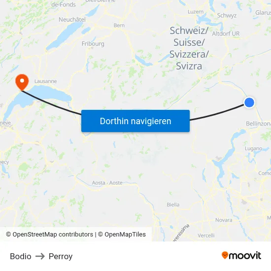 Bodio to Perroy map
