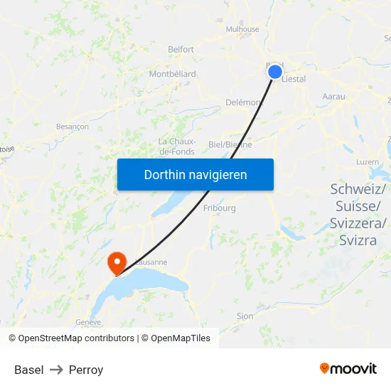 Basel to Perroy map