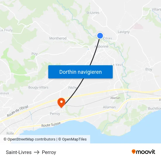 Saint-Livres to Perroy map