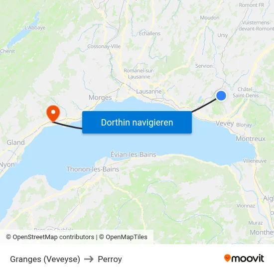 Granges (Veveyse) to Perroy map