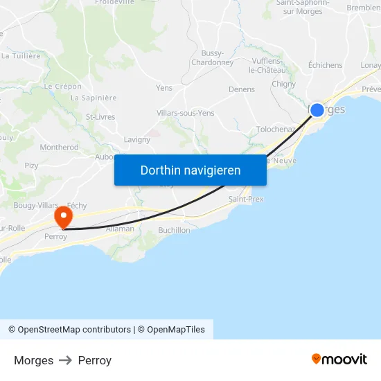 Morges to Perroy map