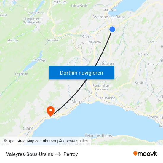 Valeyres-Sous-Ursins to Perroy map
