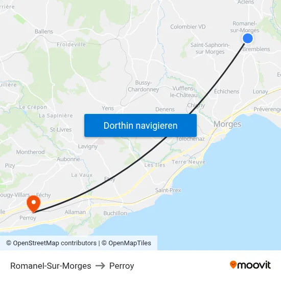 Romanel-Sur-Morges to Perroy map