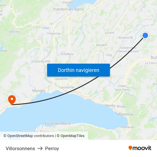 Villorsonnens to Perroy map