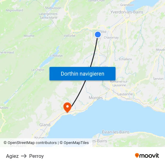 Agiez to Perroy map