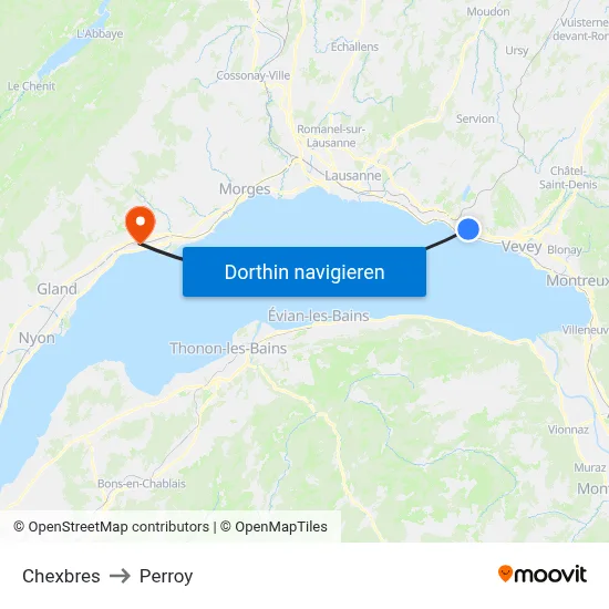 Chexbres to Perroy map