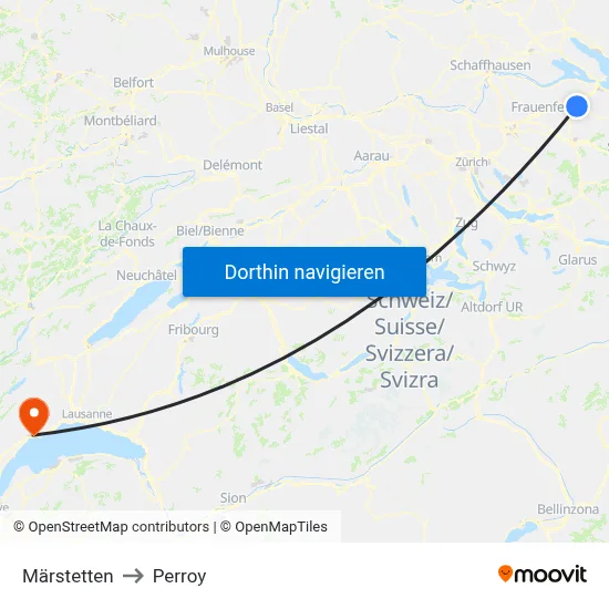 Märstetten to Perroy map