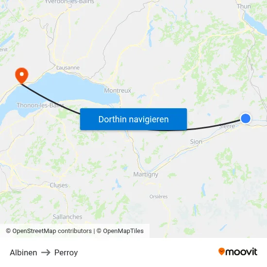 Albinen to Perroy map
