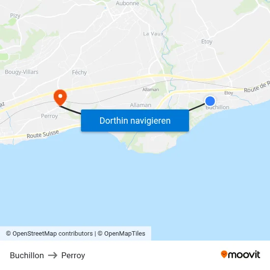 Buchillon to Perroy map