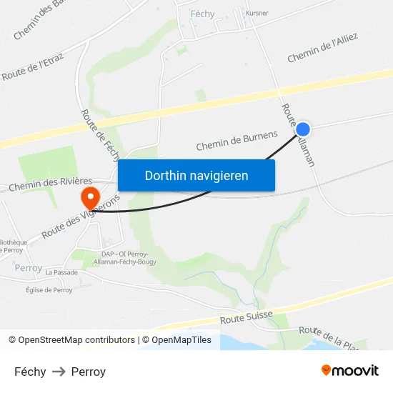 Féchy to Perroy map