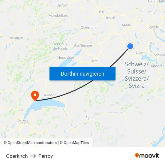 Oberkirch to Perroy map