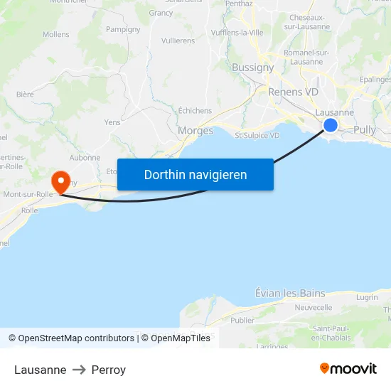 Lausanne to Perroy map