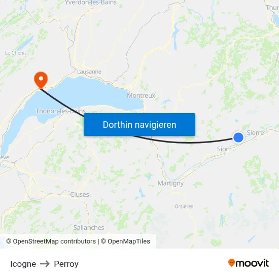 Icogne to Perroy map