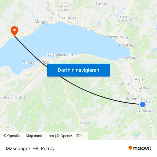 Massongex to Perroy map