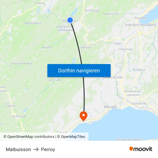 Malbuisson to Perroy map