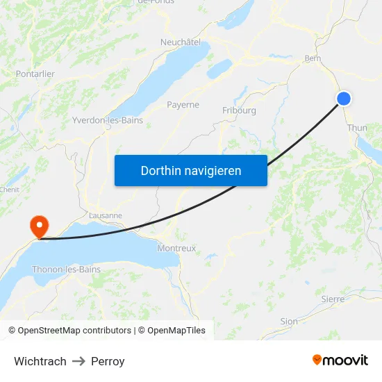 Wichtrach to Perroy map