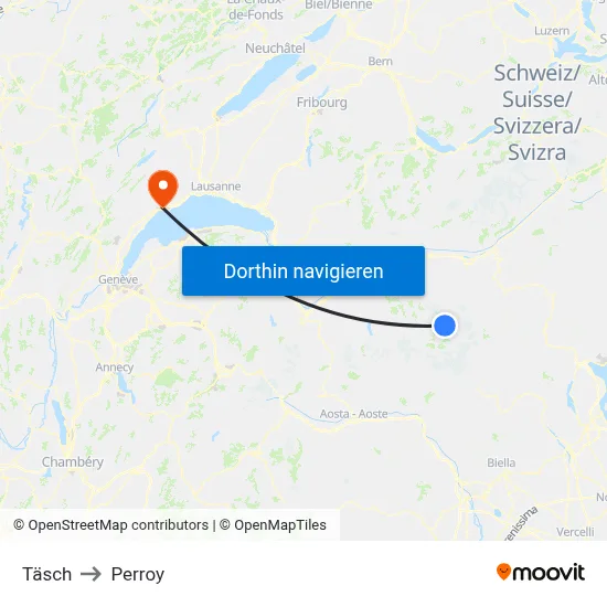 Täsch to Perroy map