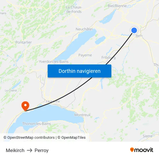 Meikirch to Perroy map