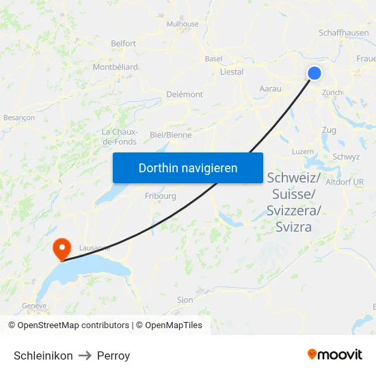 Schleinikon to Perroy map
