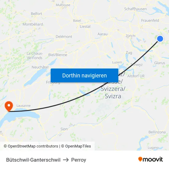 Bütschwil-Ganterschwil to Perroy map