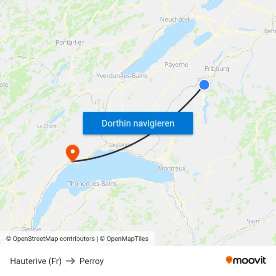 Hauterive (Fr) to Perroy map