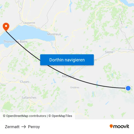 Zermatt to Perroy map
