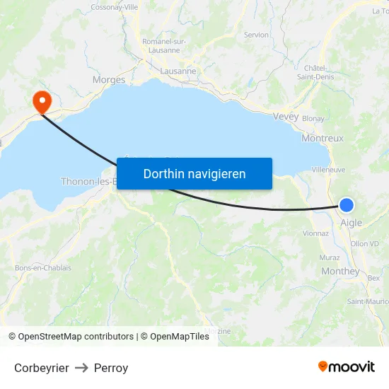Corbeyrier to Perroy map