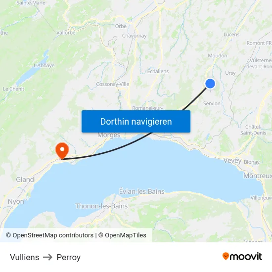 Vulliens to Perroy map
