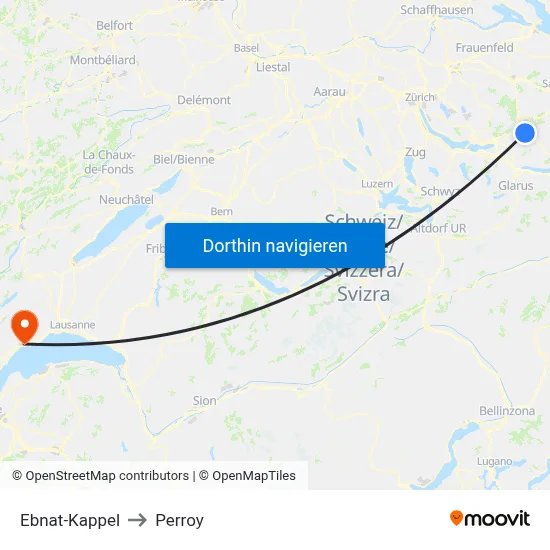 Ebnat-Kappel to Perroy map