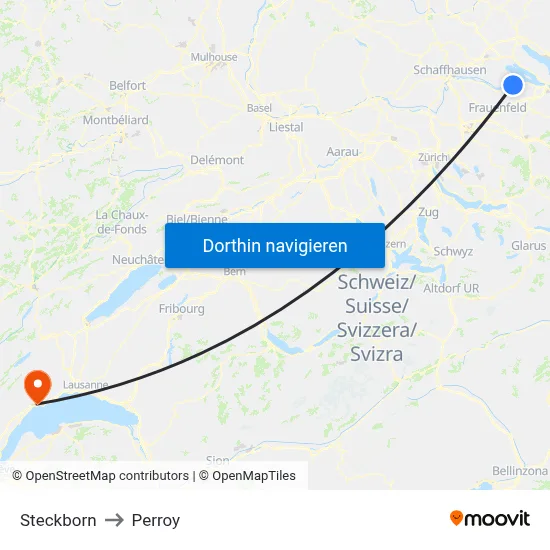 Steckborn to Perroy map