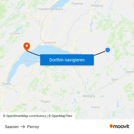 Saanen to Perroy map