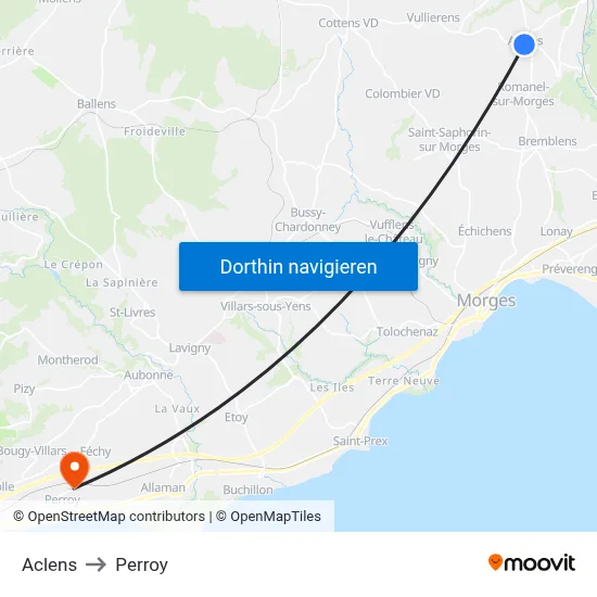 Aclens to Perroy map