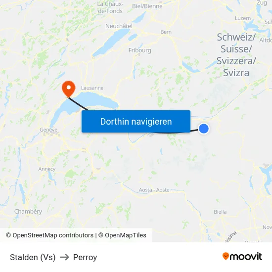Stalden (Vs) to Perroy map