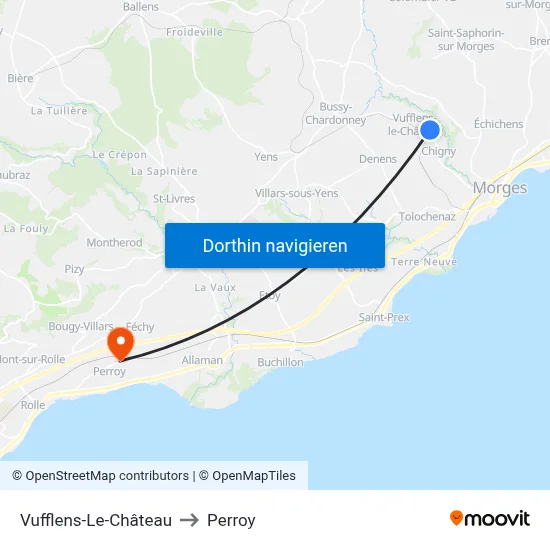 Vufflens-Le-Château to Perroy map