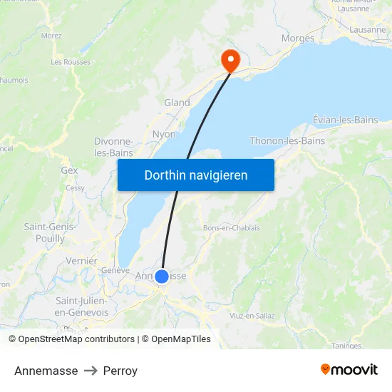 Annemasse to Perroy map