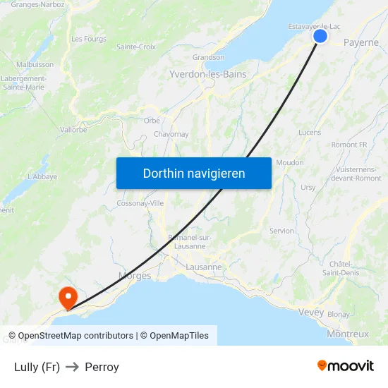 Lully (Fr) to Perroy map
