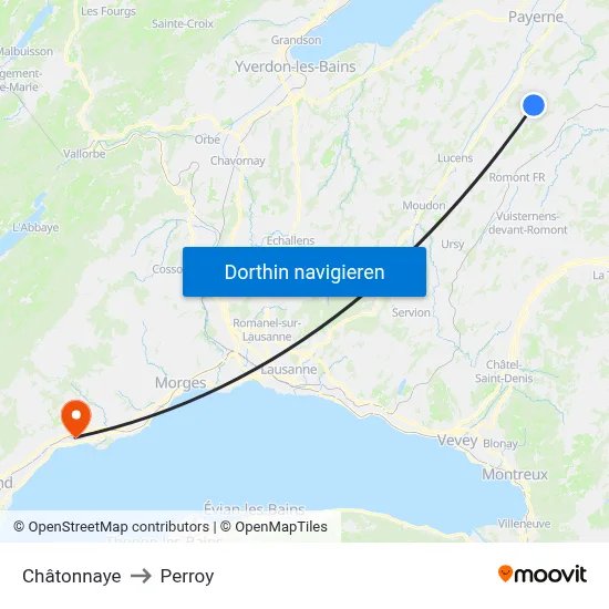 Châtonnaye to Perroy map