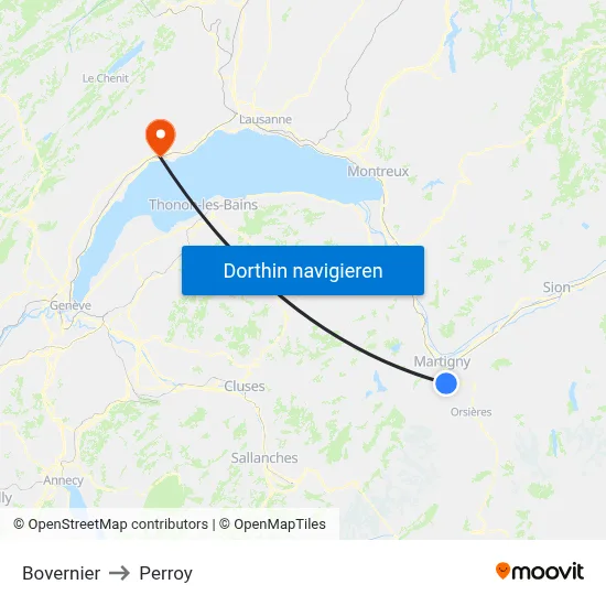 Bovernier to Perroy map