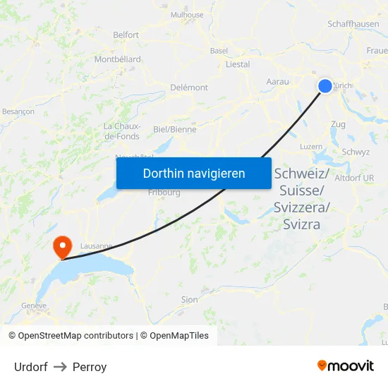 Urdorf to Perroy map