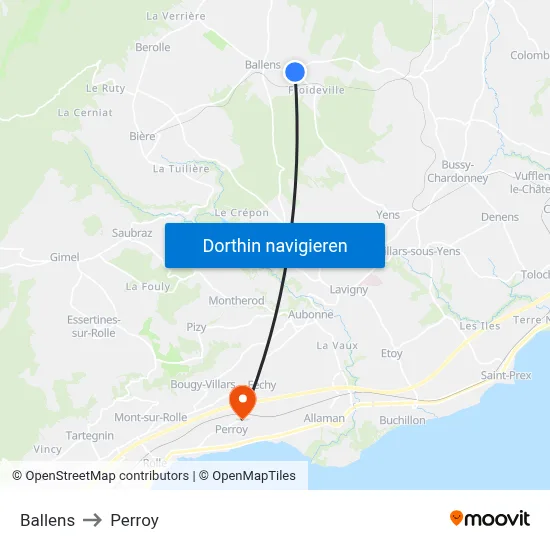 Ballens to Perroy map