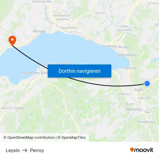Leysin to Perroy map