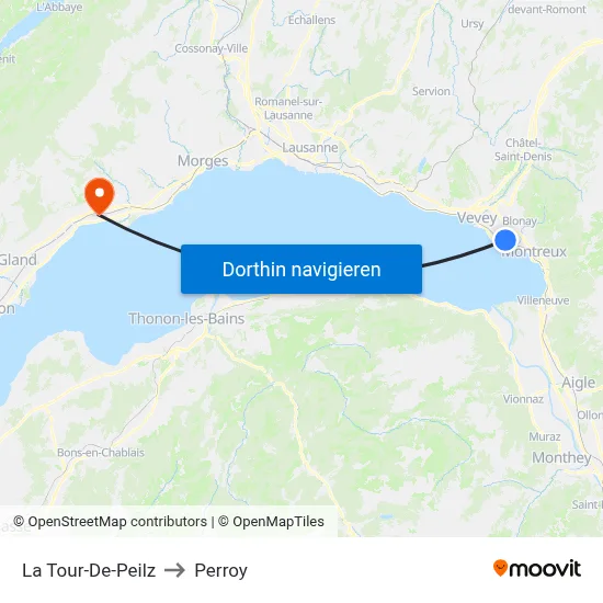 La Tour-De-Peilz to Perroy map
