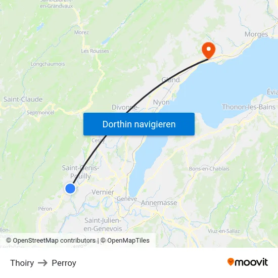 Thoiry to Perroy map