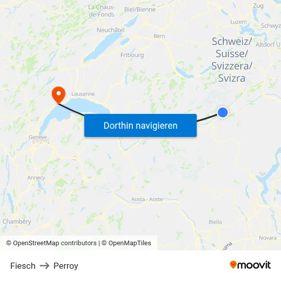 Fiesch to Perroy map