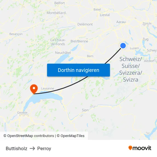 Buttisholz to Perroy map