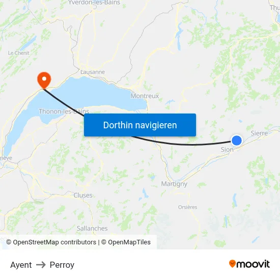 Ayent to Perroy map