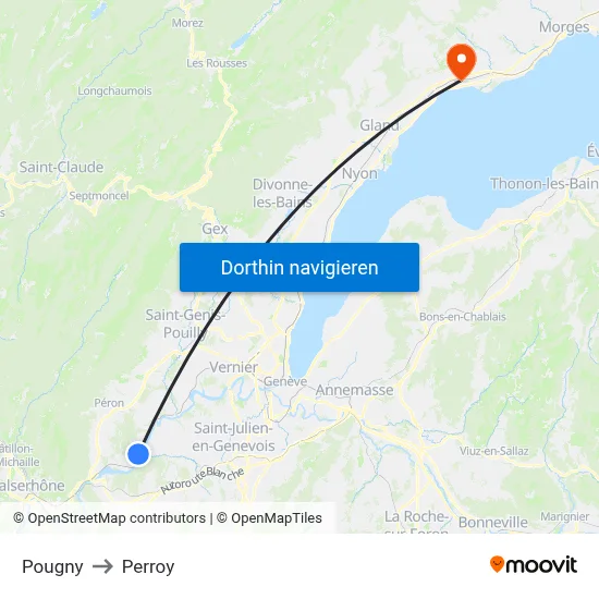 Pougny to Perroy map