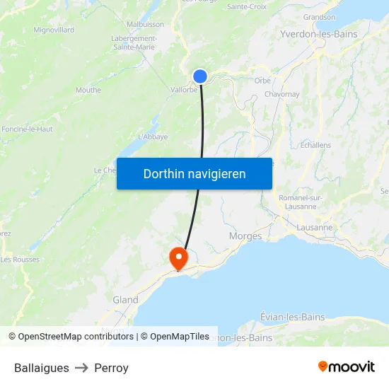 Ballaigues to Perroy map