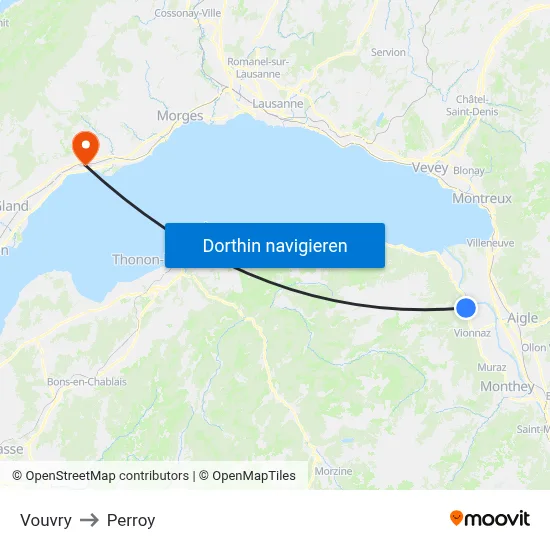 Vouvry to Perroy map