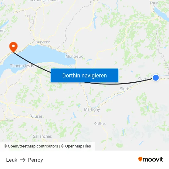 Leuk to Perroy map